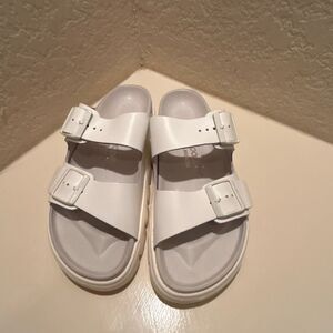 Birkenstock Papillio Women's 10 Narrow Arizona Slide Sandals White Chunky New
